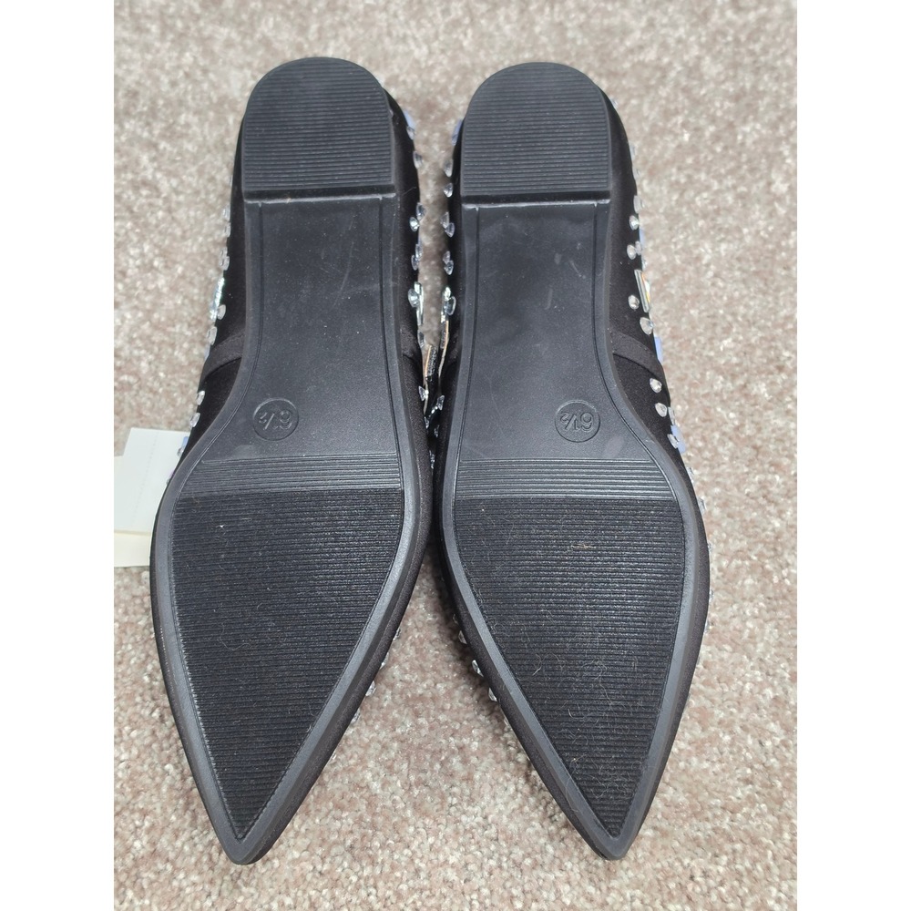 A New Day Gabriella Rhinestone Mary Jane Pointed Toe Flats Black 6.5 - Picture 6 of 6